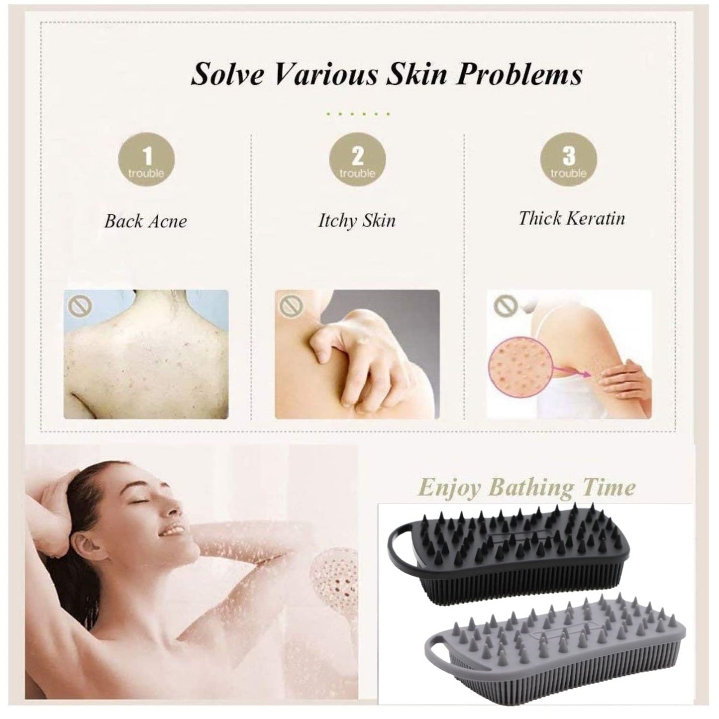 Cinlitek 2Pack Dual Sided Silicone Body Scrubber for Exfoliating, Shower&Scalp Massage, 2 in 1 Bath&Shampoo Brush,Soft Body Exfoliator Silicone Loofah Beauty and Personal Care Cinlitek