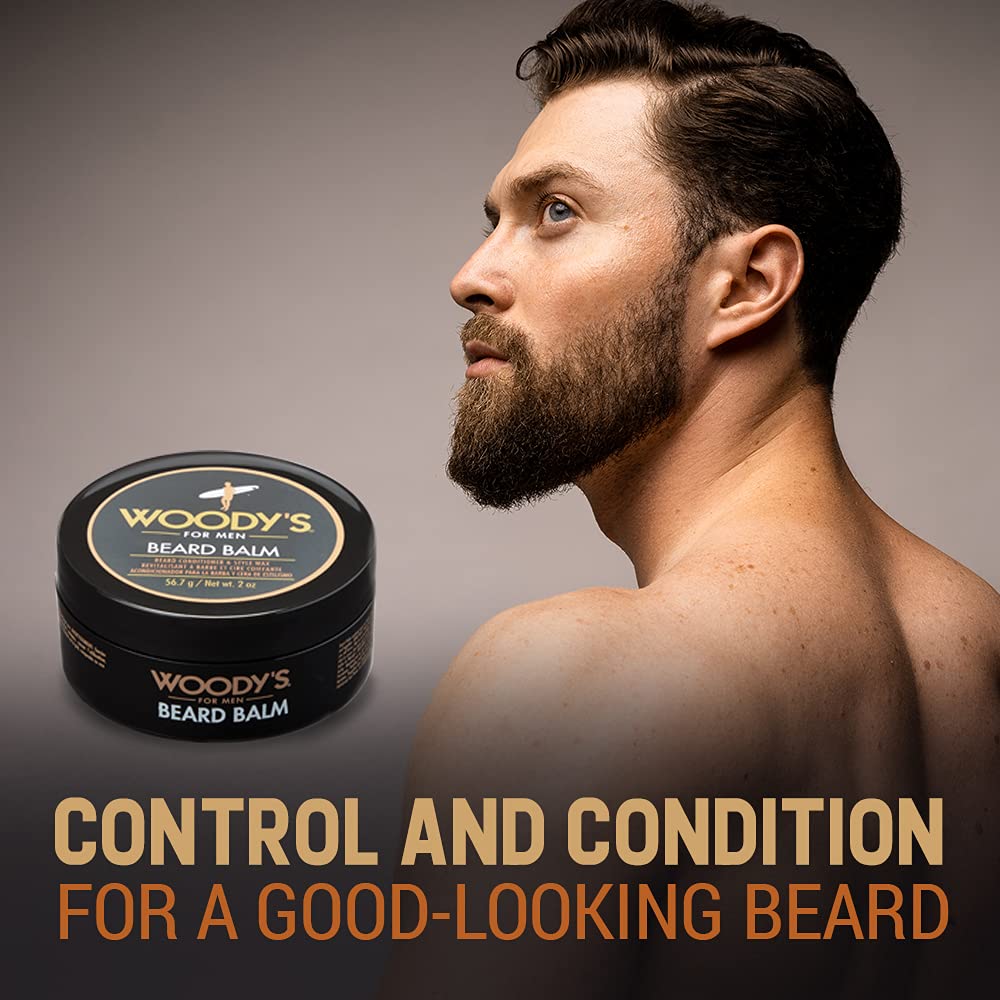 Woody's 2-in-1 Beard Balm for Men - Beard Softener for Men and Style Wax, Conditioner & Moisturizer Natural Beeswax, 2 oz Beauty and Personal Care Woody's