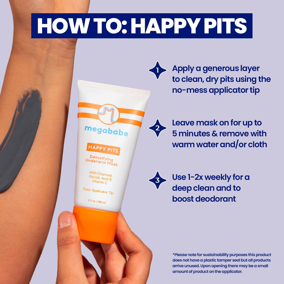 Megababe Underarm Mask - Happy Pits | With Detoxifying Charcoal & Vitamin C | 3 fl oz Beauty & Personal Care Megababe