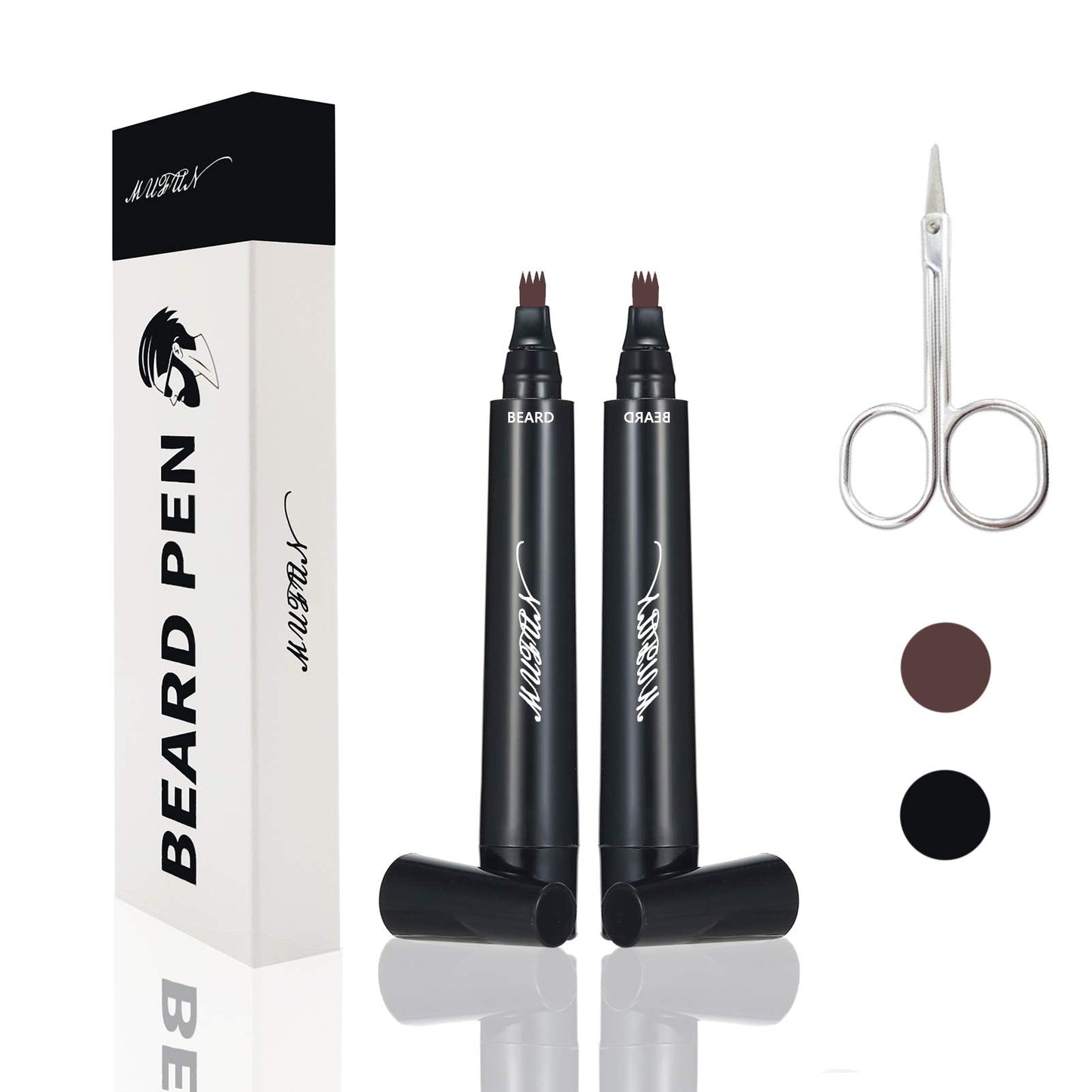 2PCS Beard Pencil Filler for Men - Sweat Proof, Water Resistance, Long Lasting & Natural Finish barber Pencil, Mustache Repair Shape(BROWN) Beauty and Personal Care MUFUN