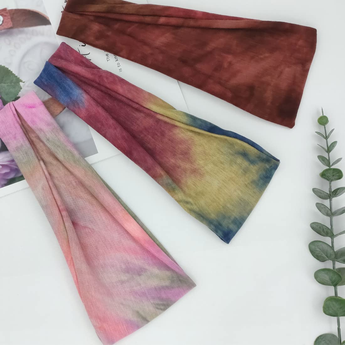 YONUF Headbands For Women Workout Wide Headband Yoga Head Bands For Women's Hair Accessories Fashion Band Tie Dye 6 Pack Beauty and Personal Care YONUF