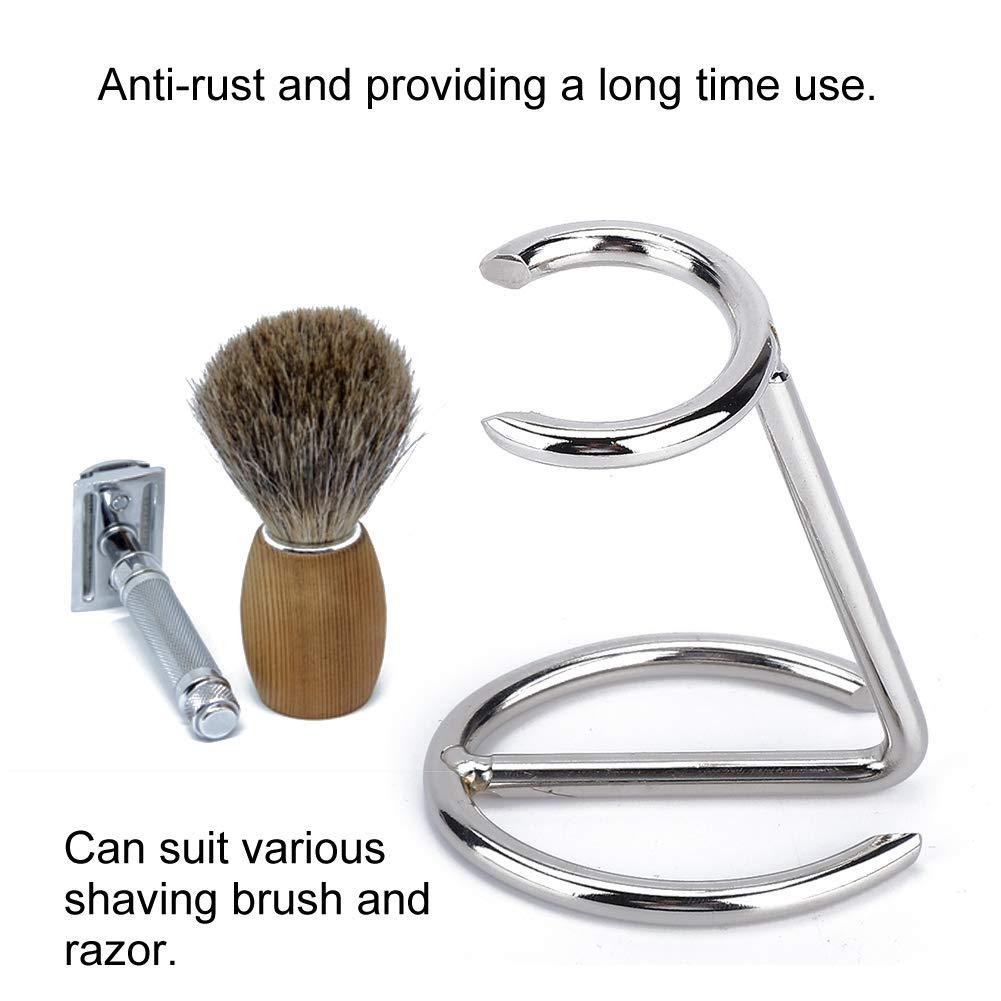 Shaving Brush Holder,Razor Brush Stand Men Shaving Brush Stainless Steel Stand Razor Holder for Salon Home Travel Use Beauty and Personal Care Nikou