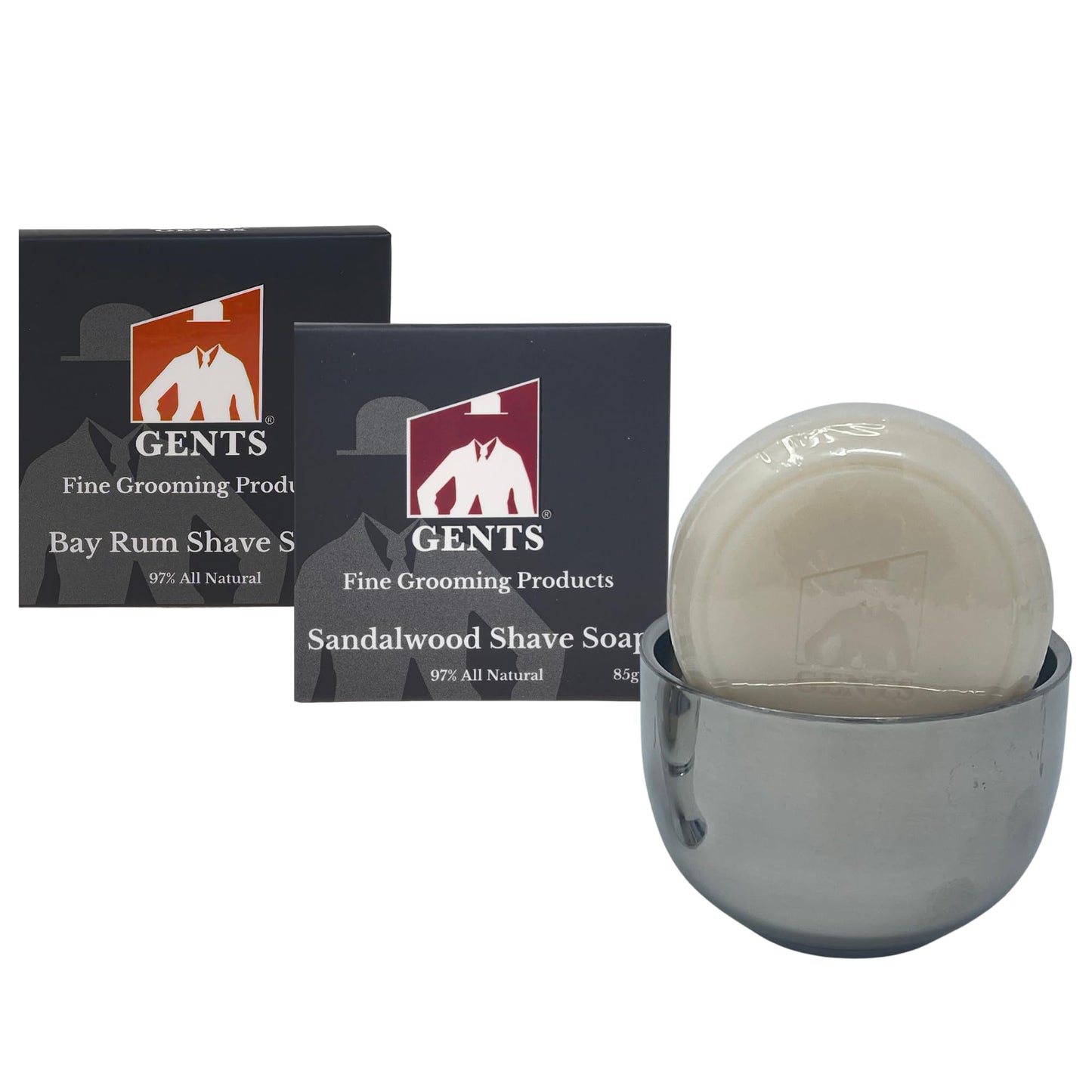 G.B.S GENTS Shaving Soap Set - Sandalwood & Bay Rum Natural Shave Soaps with Stainless Steel Lather Bowl - Rich Creamy Lather, Shea-Infused Beauty and Personal Care G.B.S