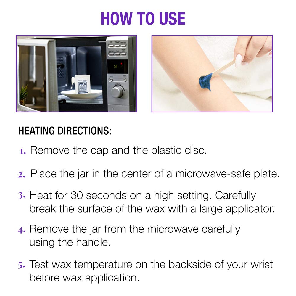 Clean + Easy Microwave Wax - Microwavable Wax Hair Removal for Face, Body & Eyebrows, At-Home Facial Waxing, 1 Oz Beauty and Personal Care Clean + Easy