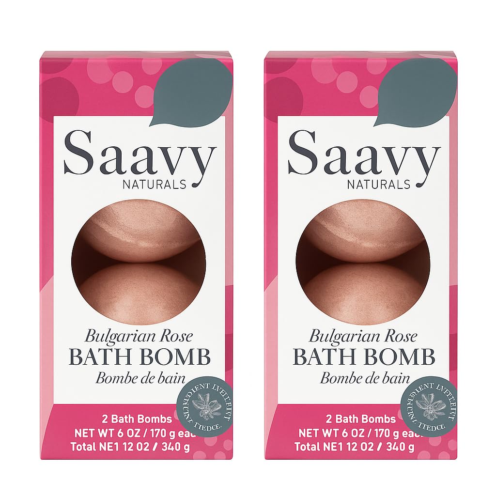 Saavy Naturals Bath Bombs, Indulgent Bulgarian Rose Scent, Gentle Moisturizig Formula, Foaming Fizz Bubbles, Gift for Women and Kids, 6 Oz Each, 2… Beauty & Personal Care Saavy Naturals