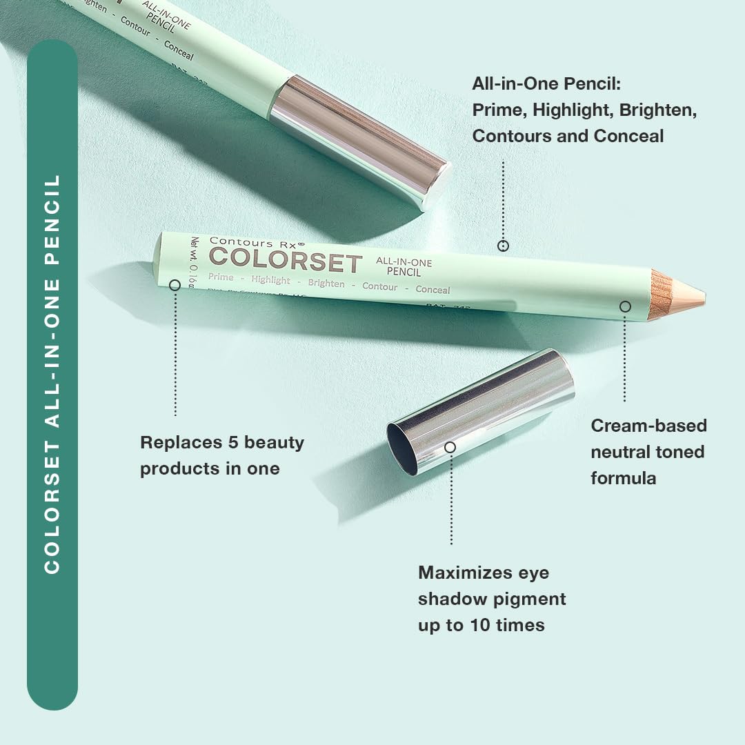 Contours Rx COLORSET All-in-One Pencil - Brighten, Highlight, Prime, Contour & Conceal | Smooth Canvas for Eye Shadow & Uneven Skin Tone | Hydrating… Beauty & Personal Care Contours Rx