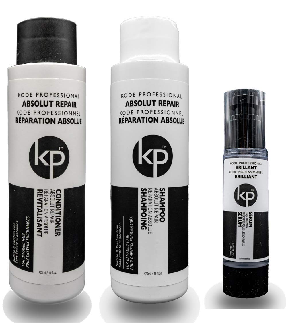 3PC Bundle: Kode Professional Absolut Repair Shampoo, Conditioner and 50ml Brilliant Serum (16oz Serum Kit) Beauty & Personal Care Belle of Hope Mara Ray