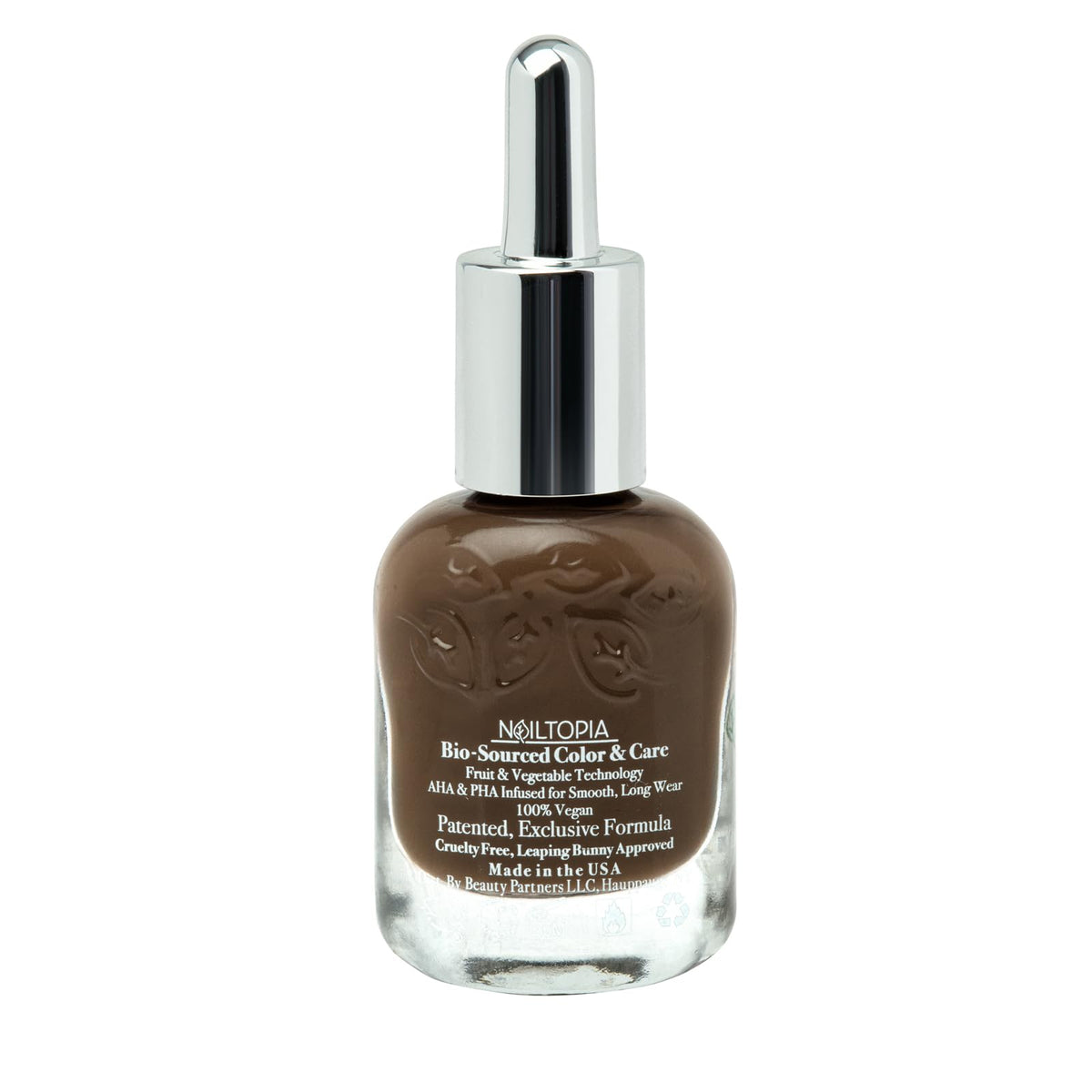 Nailtopia - Plant-Based Chip Free Nail Lacquer - Non Toxic, Bio-Sourced, Long-Lasting, Strengthening Polish - But First Coffee (Brown With Warm