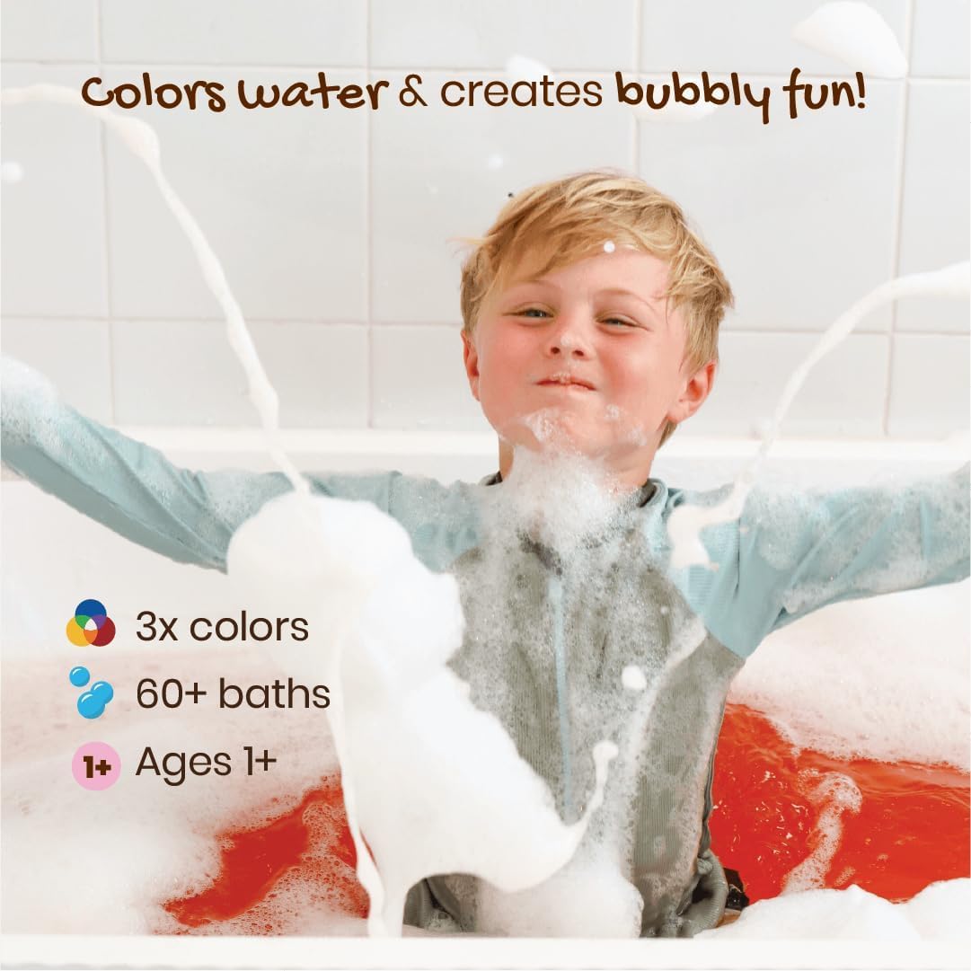 Honeysticks Kids Bubble Bath 3 Pk (Blue, Red, Yellow): Non-Toxic, Plant Based, Non Irritating - Changes Water Color and Creates Super Foaming Bath Beauty and Personal Care Honeysticks