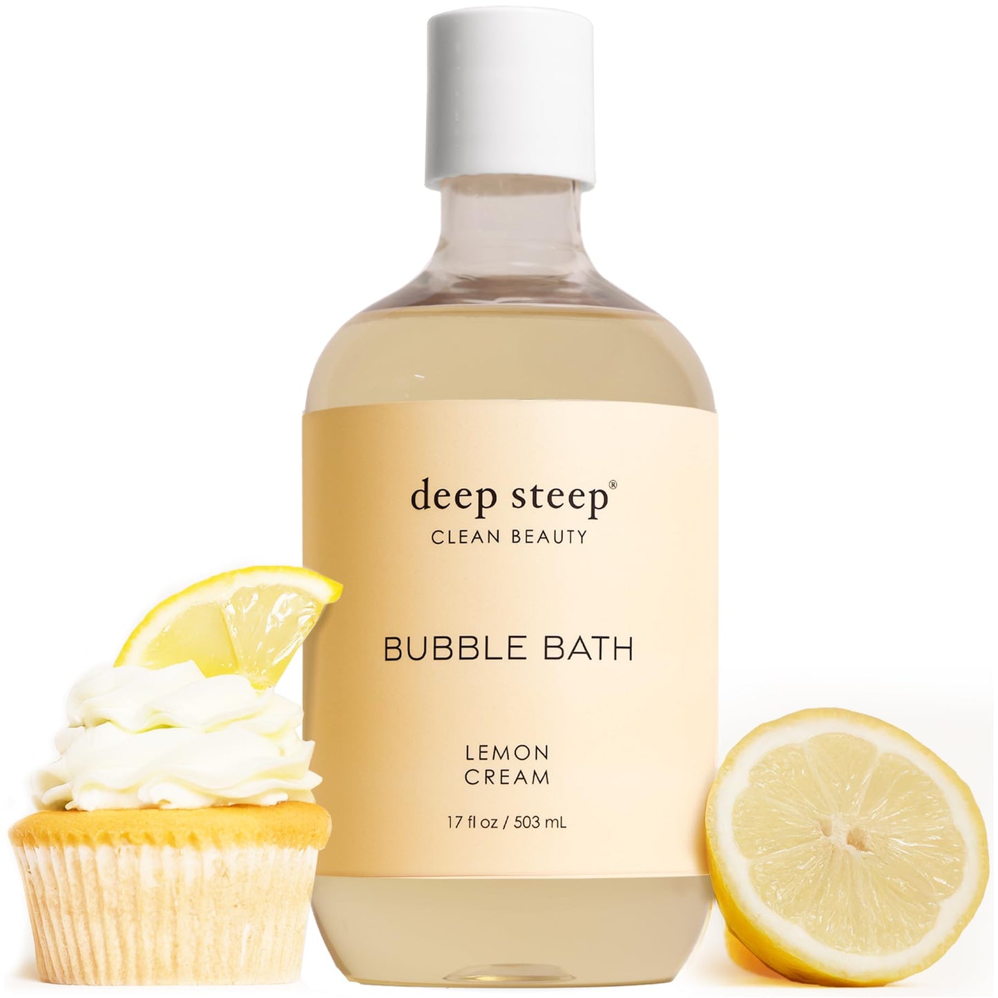 Deep Steep Lemon Cream Bubble Bath for Women, Hypoallergenic, Clinically Tested, Clean Formula for Sensitive Skin, Sulfate-Free, 17 fl oz Bottle Beauty and Personal Care Deep Steep