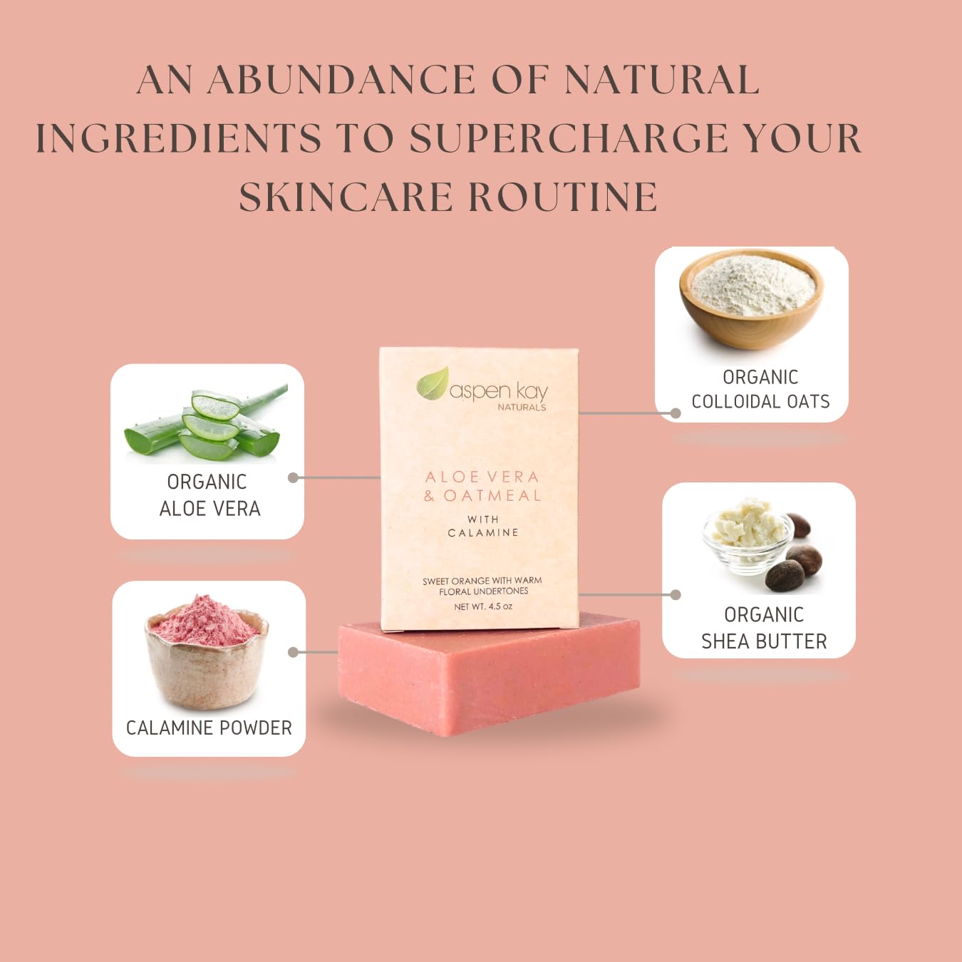 Aloe Vera & Oatmeal Soap Bar with Calamine, Natural & Organic Ingredients - Organic Aloe Vera & Colloidal Oats. Face & Body - for Men, Women & Teens Beauty & Personal Care Aspen Kay Naturals
