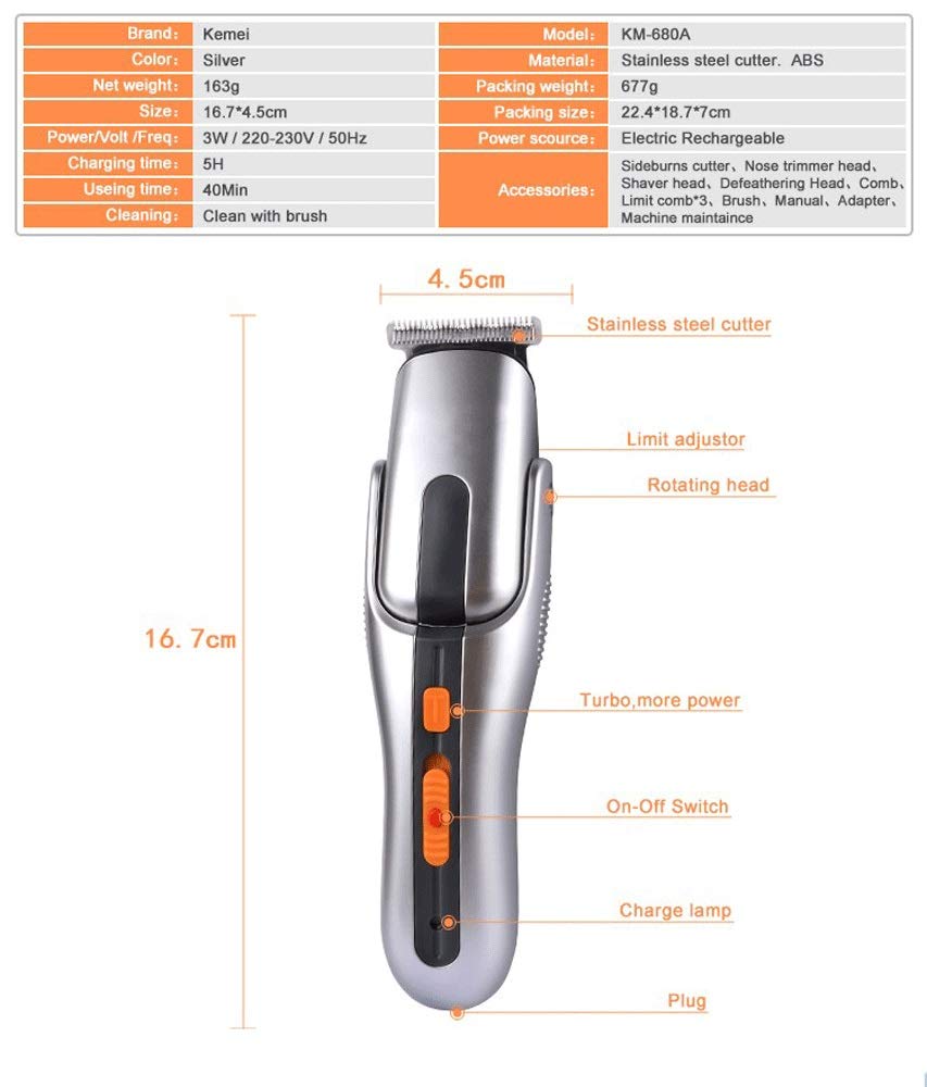 ZUIAI Electric Hair Clipper Rechargeable Hair Trimmer Shaver Cordless Adjustable Clipper Beauty and Personal Care ZUIAI