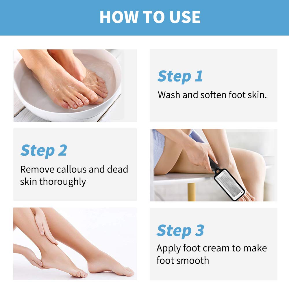 Fu Store 2 Pack Foot Files Callus Remover Stainless Steel Foot Rasp and Dual Sided Feet File Professional Scrubber Pedicure Tools Premium for Feet Beauty and Personal Care Fu Store