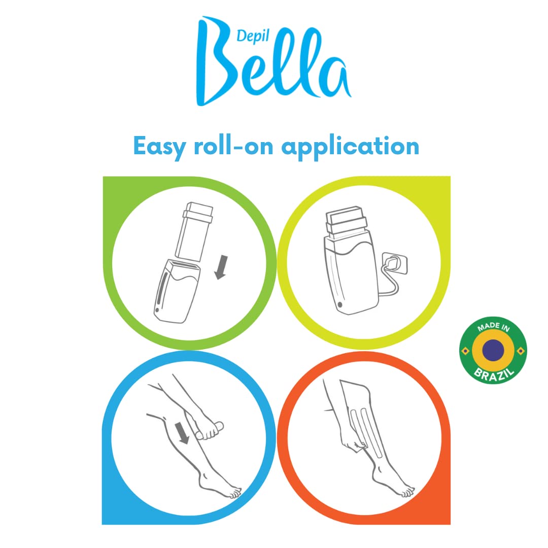 Depil Bella Brazilian Roll On Wax Chamomile and Calendula Depilatory - Body Waxing, Hair Removal Wax-Cartridge - Men and Women - Home Self Waxing Beauty and Personal Care DEPIL BELLA