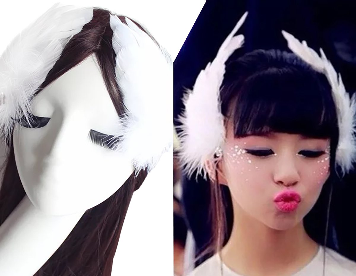 2PCS Girls Heart-shaped Feather Hair Clip Headpiece Party Hairpins Hair Barrettes Hair Accessory Bridal Wedding Feather Fascinator (White) Beauty & Personal Care Fodattm