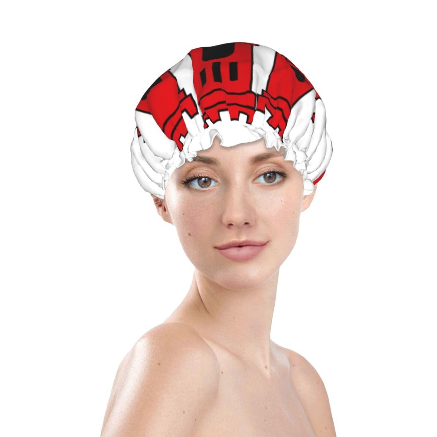 Gibraltar Flag Prints Shower Cap Double Layer Lined Waterproof Bathing Shower Hat Beauty and Personal Care Hayyett