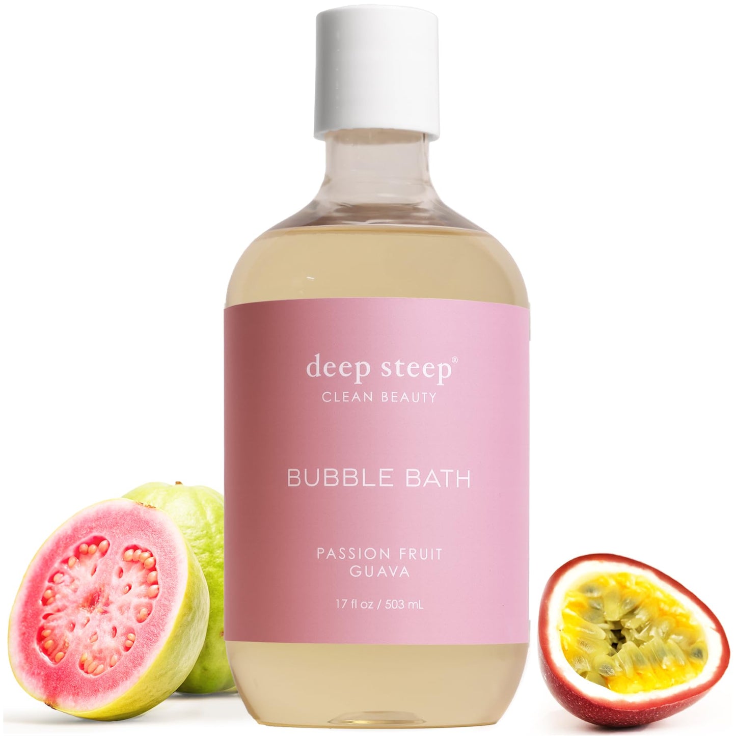 Deep Steep Passionfruit Guava Bubble Bath for Women, Hypoallergenic, Clinically Tested, Clean Formula for Sensitive Skin, Sulfate-Free, 17 fl oz Beauty and Personal Care Deep Steep
