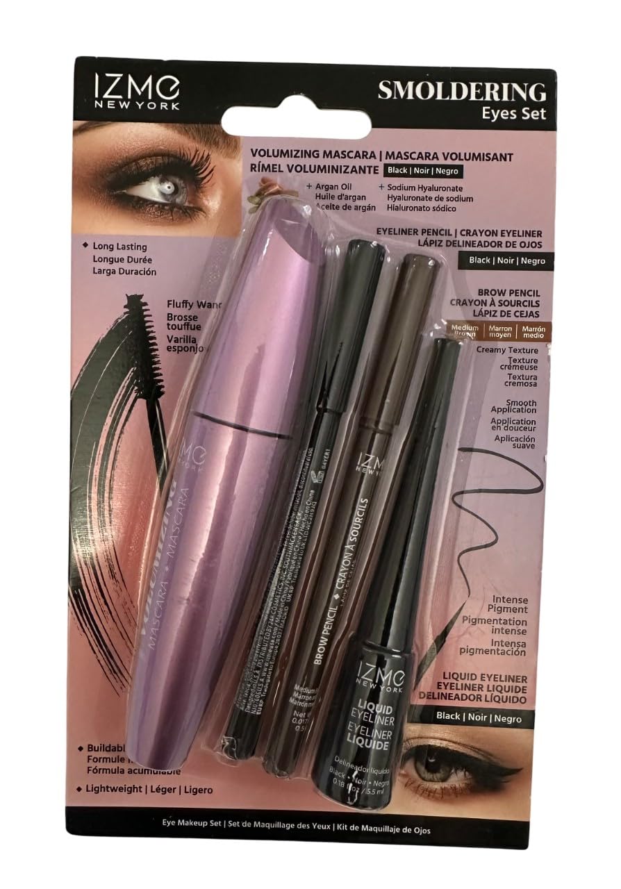 IZME New York Volumizing Mascara & Eyeliner Pencil & Brow Pencil & Liquid Eyeliner, Eyes Set