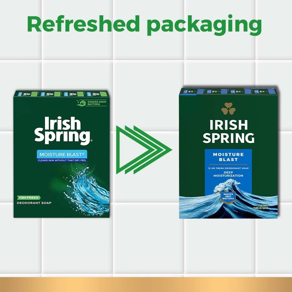 Irish Spring Deodorant Bar Soap Moisture Blast with HydroBeads 3.75Oz Pack of 2 Beauty & Personal Care Irish Spring