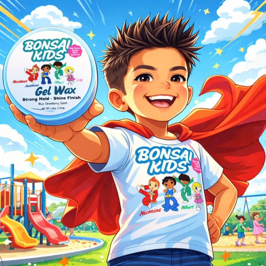 Bonsai Kids Boys Hair Gel Wax - Strong Hold for Toddlers & Kids, Tame Flyaways, Ponytails, Buns & All-Day Styles Beauty & Personal Care Bonsai Kids Hair Care