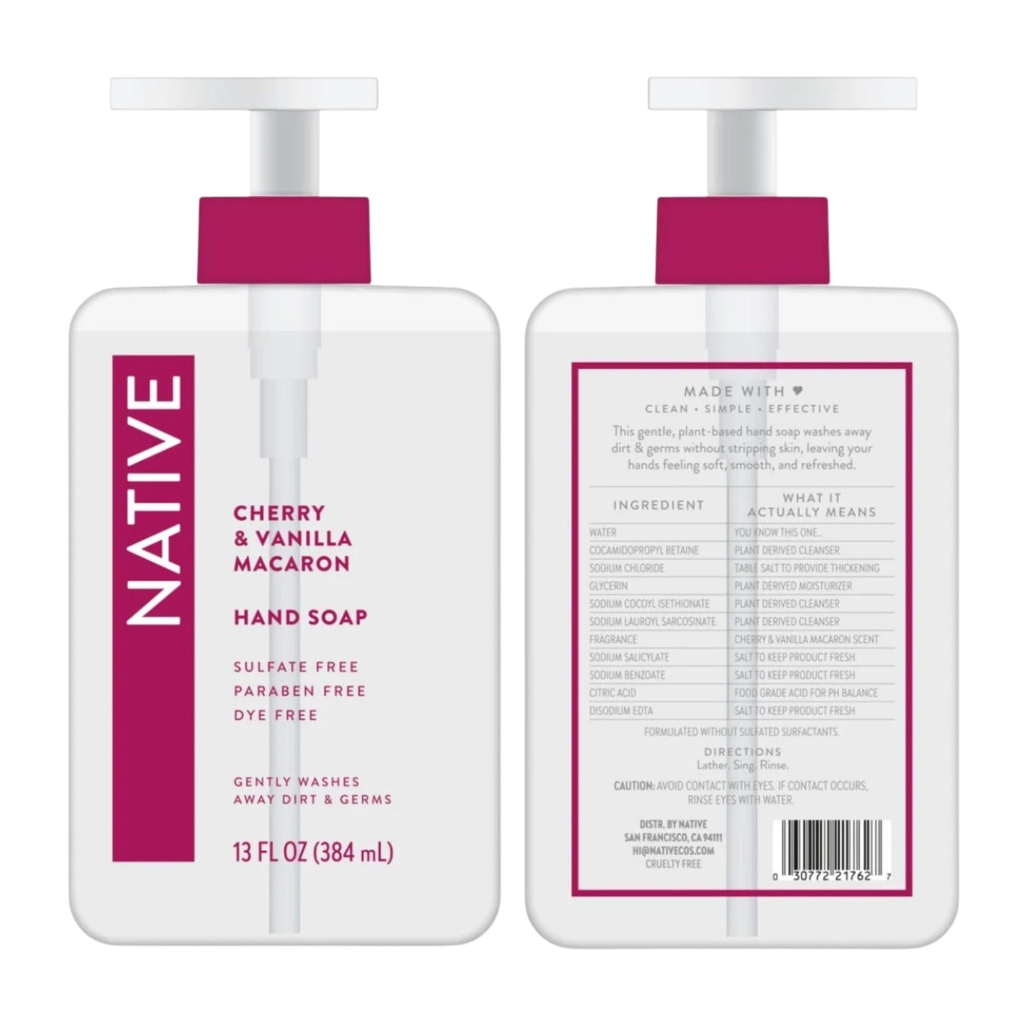 Native Hand Soap Set, Cherry & Vanilla Macaron and Coconut & Vanilla, Sulfate-Free, 13 Fl Oz, 2-Pack Beauty & Personal Care Native
