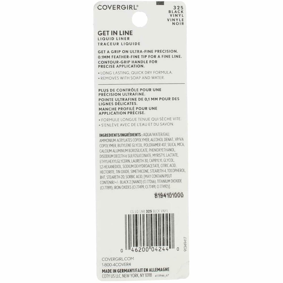 COVERGIRL Get In Line Liquid Eyeliner, Black Vinyl, 0.08 fl oz (2.5 ml) (Pack of 4)4