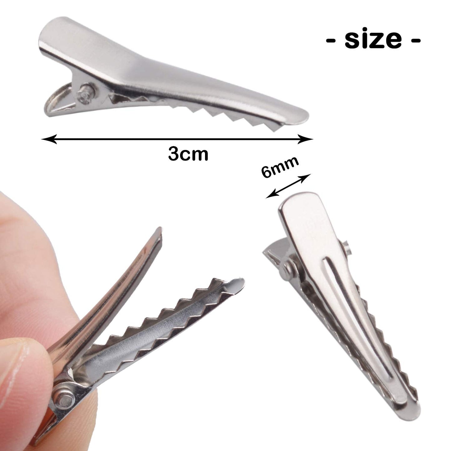 30MM Small Alligator Hair Clips, 100 Pieces Silver Metal Alligator Hair Pins Teeth Bows Crocodile Hair Clips Holders Accessories for Hair Care, Arts Beauty & Personal Care Aylifu