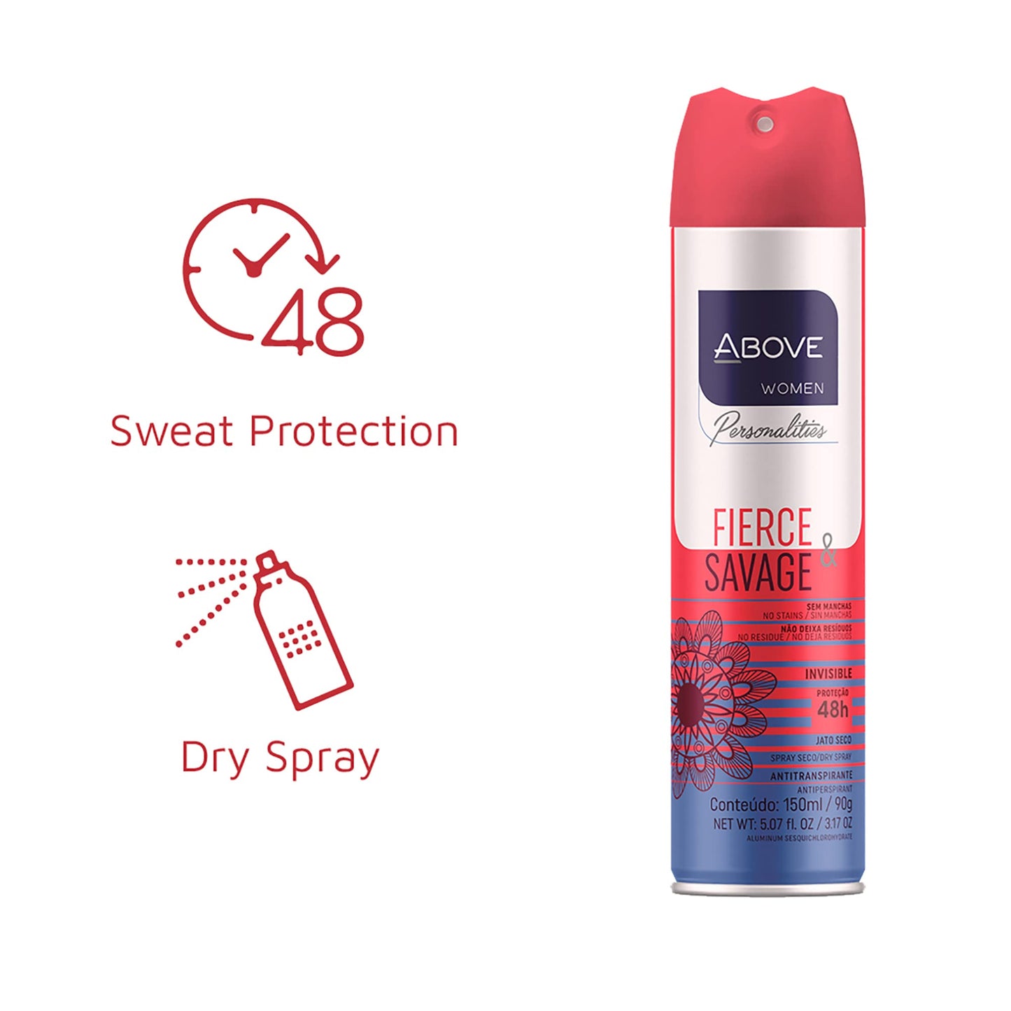 ABOVE Fierce and Savage - 48 Hours Personalities Antiperspirant Deodorant for Women - Notes of Pink Pepper and Jasmine - Dry Spray Protects Against Beauty and Personal Care ABOVE