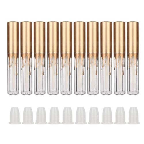 10 pcs Empty Lip Gloss Tubes, Transparent and Glod Plastic Lip Gloss Tube Containers DIY Lipstick Balm Travel Makeup Transparent Bottle With Matte Beauty & Personal Care Rotekt1740