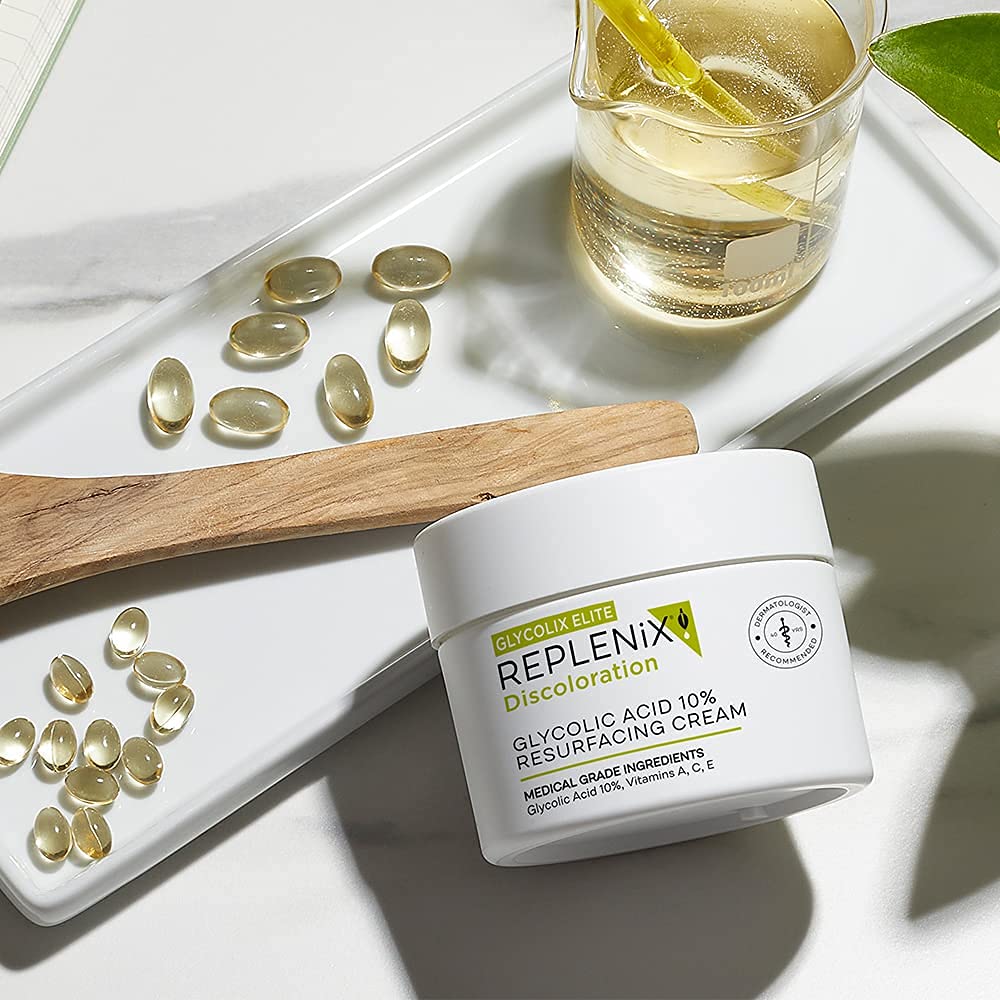 Replenix Glycolic Acid 10% Resurfacing Cream, Hydrating & Lightweight Medical-Grade Exfoliating Face Moisturizer for Skin Discoloration (1.7 oz) Beauty & Personal Care Replenix