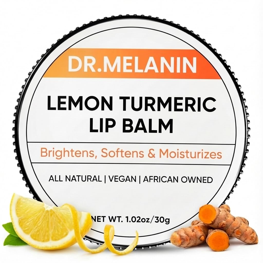 Dr. Melanin Lemon Turmeric Lip Balm for Dark Lips - Dermatologist-Founded Natural Moisturizer, Brightens & Evens Lip Tone, Best for Smokers, Dry Beauty and Personal Care Dr. Melanin