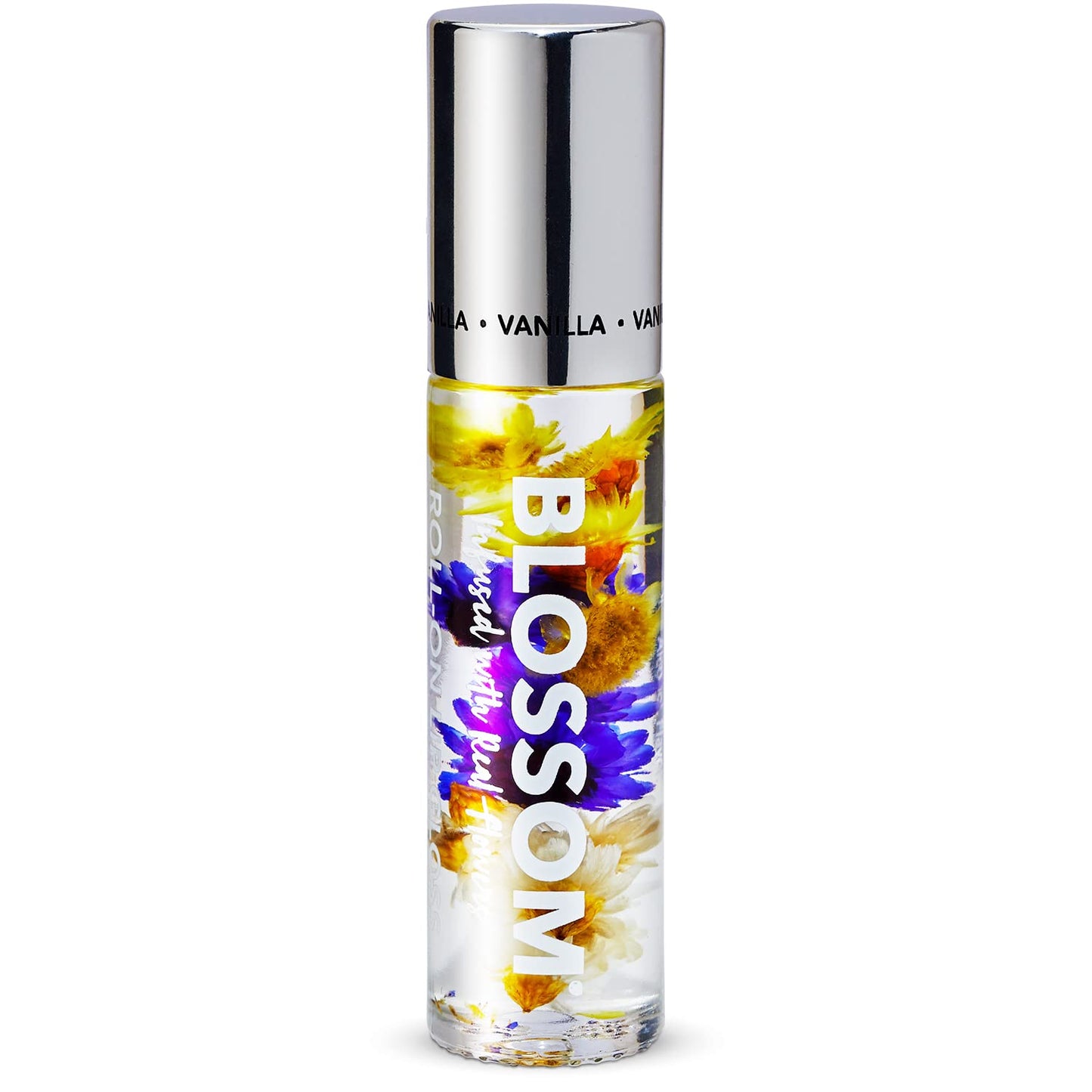 Blossom Roll on Lip Gloss, Scented Clear High Shine Moisturizing Lip Oil, Non Sticky, Infused with Real Flowers, Made in USA, 0.2oz, Vanilla Bean Beauty & Personal Care Blossom