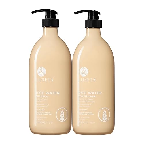 Luseta Rice Water Shampoo and conditioner Set Strengthening & Nourishing Revitalizes Shine for All Hair Types Hydrating & Frizz Control for Women Beauty & Personal Care L LUSETA