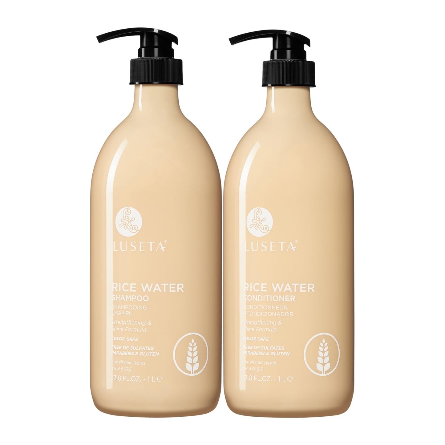 Luseta Rice Water Shampoo and conditioner Set Strengthening & Nourishing Revitalizes Shine for All Hair Types Hydrating & Frizz Control for Women Beauty & Personal Care L LUSETA