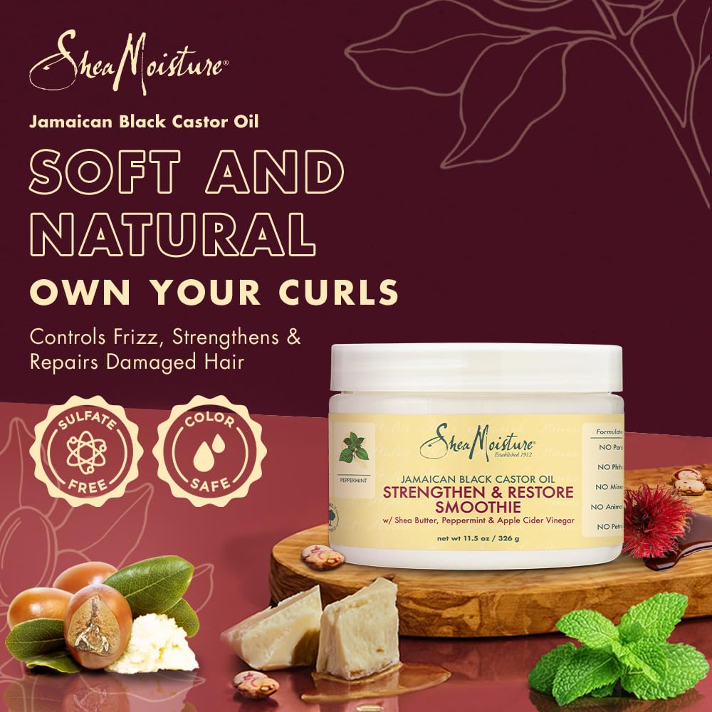 Shea Moisture Jamaican Black Castor Oil Strengthen & Restore Smoothie Cream for Unisex, 12 Ounce Beauty & Personal Care SheaMoisture