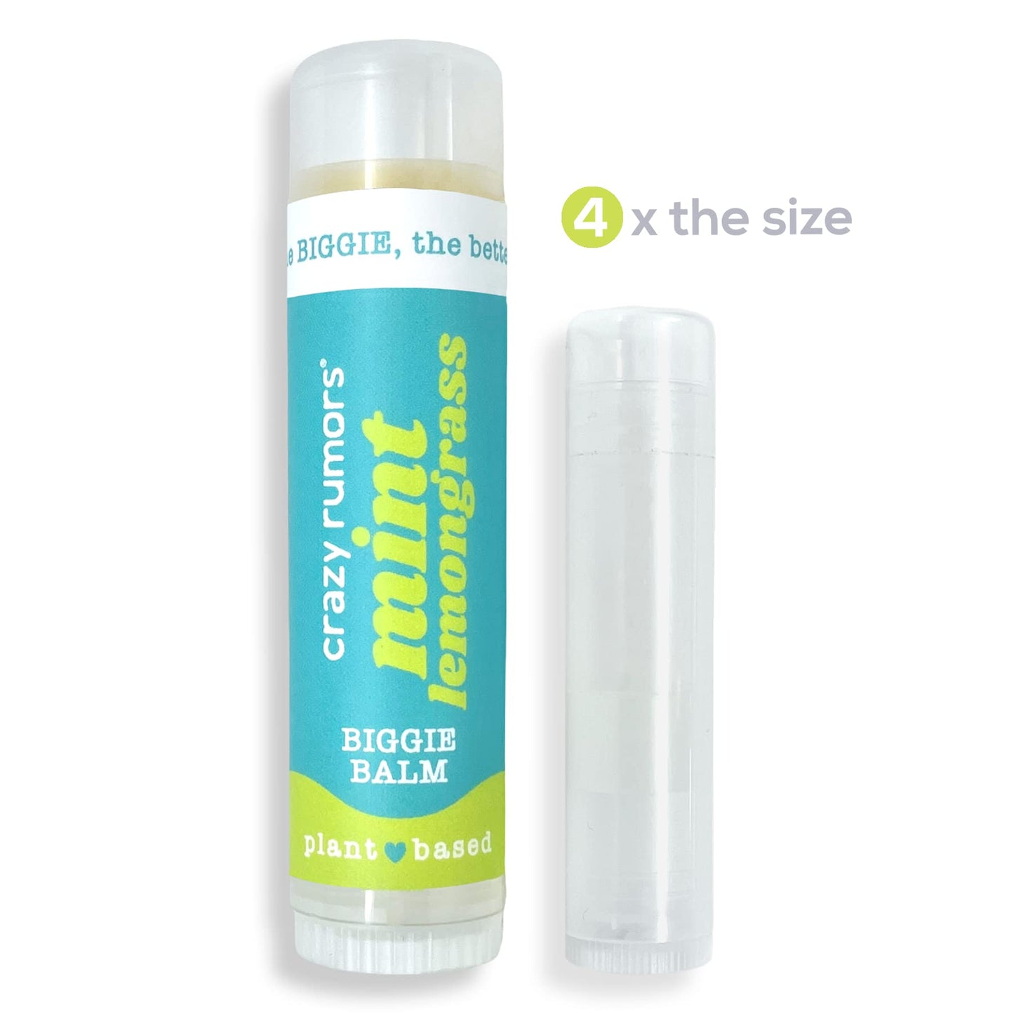 Crazy Rumors Biggie Mint Lemongrass Flavored All Natural, Plant Based Lip Balm to Moisturize and Nourish your Lips - Mint Lemongrass tube 0.6 oz (4x Beauty and Personal Care Crazy Rumors