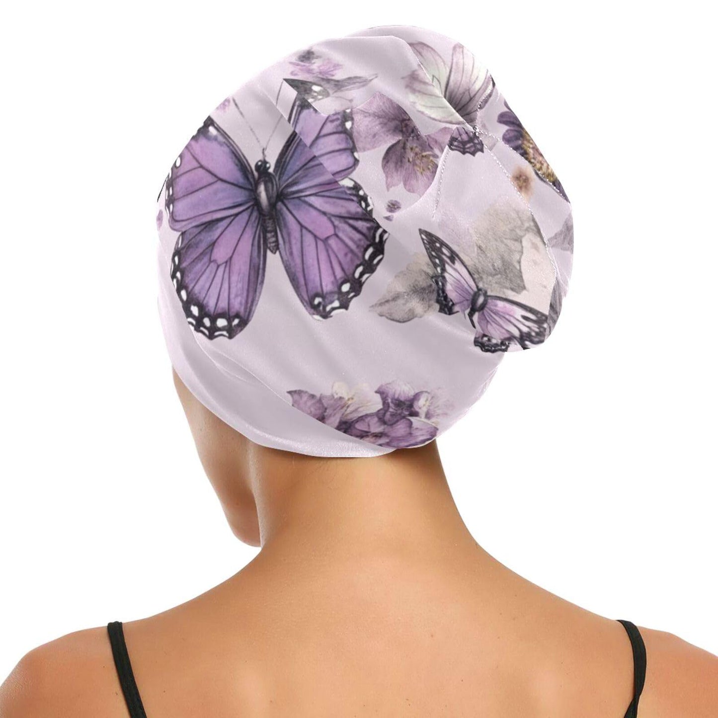 ElliTarr Beanie Hat Satin Bonnet Lined Sleep Cap Hair Wrap Cover Slouchy Beanie for Curly Hair Protection for Gifts for Men Women Pastel Purple Beauty and Personal Care ElliTarr