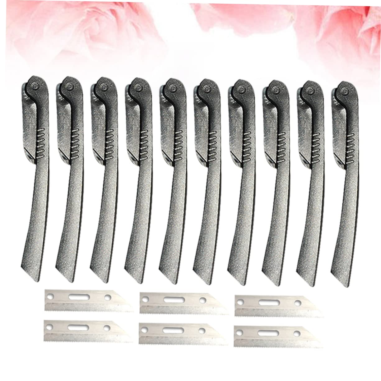 PartyKindom Foldable Stainless Steel Eyebrow Razor Set 10pcs Portable Eyebrow Trimmer for Women Makeup Tool Kit with Precision Blades for Shaping Beauty and Personal Care PartyKindom