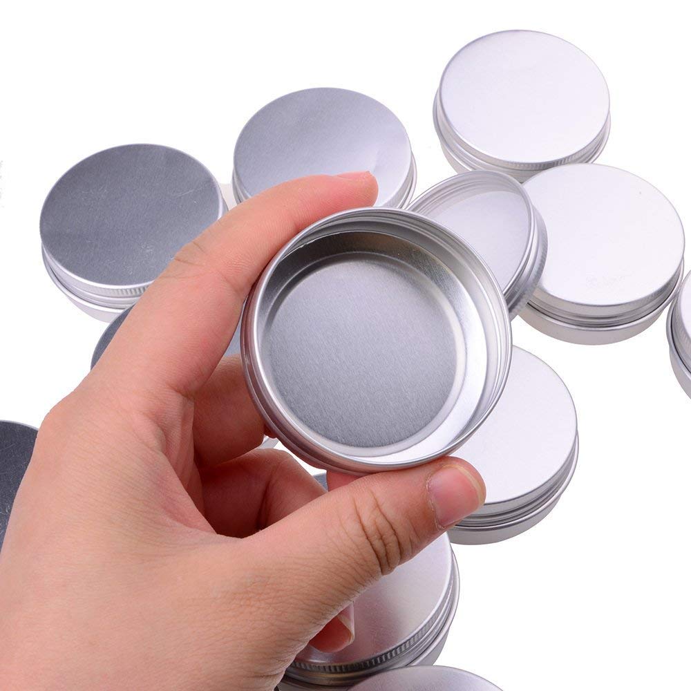 30 ml?1 oz?24 Pack Silver Aluminum Round Lip Balm Tin Storage Jar Containers with Screw Cap for Lip Balm, Cosmetic, Candles Beauty & Personal Care Marsheepy