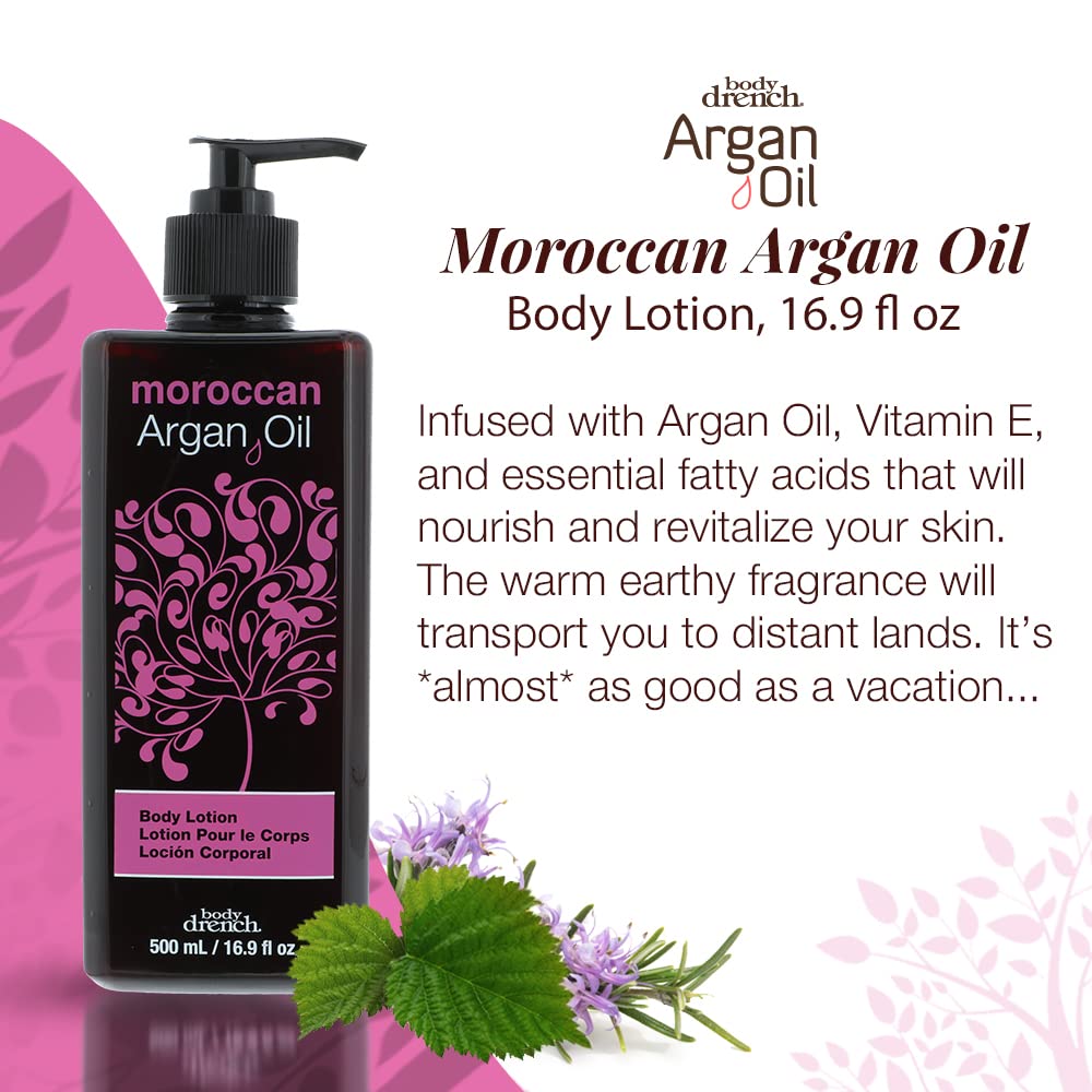 Body Drench Argan Oil Body Lotion - Hydrating & Moisturizing Lotion for Dry Skin with Moroccan Oil, Softens and Smooths Skin, 16.9 fl oz Beauty & Personal Care Body Drench
