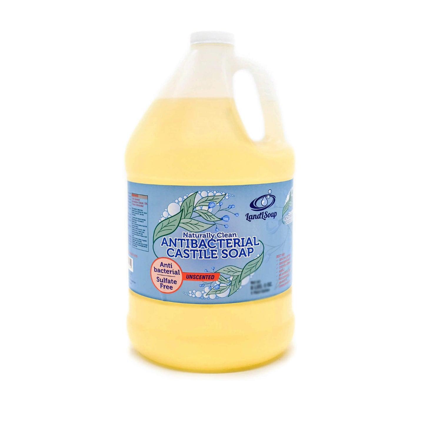 LandLSoap Antibacterial Unscented Pure Castile Soap Liquid for Face, Hand & Body Wash, Vegan, Non-GMO, Made in USA, Dry & Sensitive Skin, 64 fl. oz. Beauty & Personal Care LandLSoap