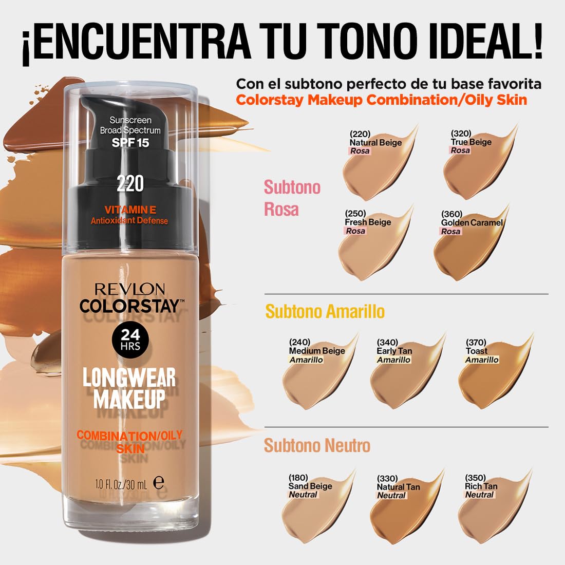 Revlon Colorstay Pump 24HR Make Up SPF15 Comb/Oily Skin 30ml - Natural Beige Beauty & Personal Care REVLON