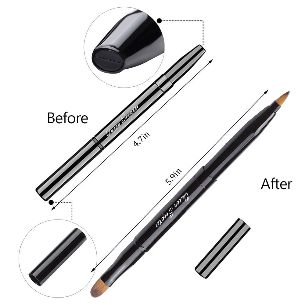 Retractable Lip Brush Concealer Makeup Dual End Travel Size Lipstick Brush With Cap Beauty & Personal Care Queen Scepter