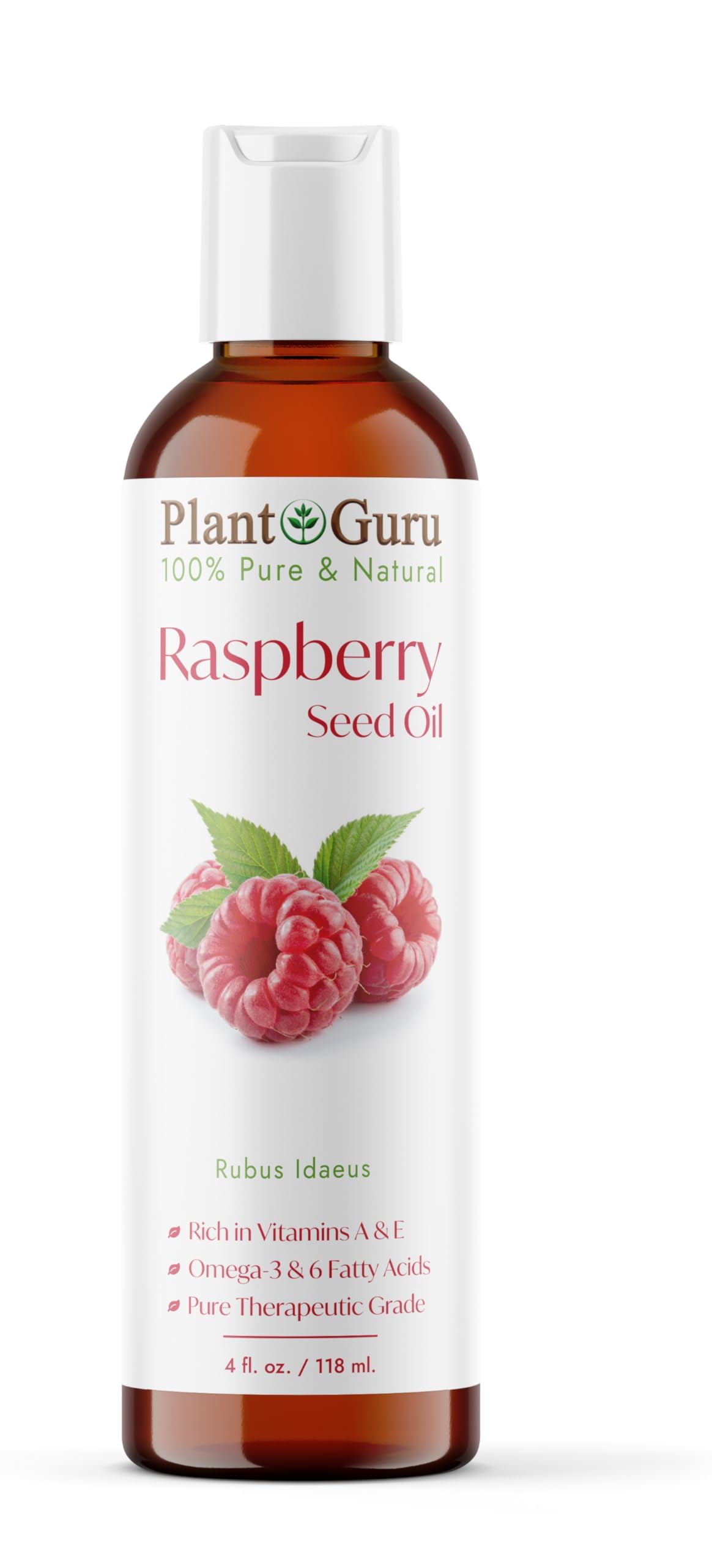 Red Raspberry Seed Oil 4 fl. oz. Cold Pressed Unrefined 100% Pure & Natural Carrier - Ideal for Skin, Face, Body, and Hair Moisturizer. Great for DIY Beauty & Personal Care Plant Guru