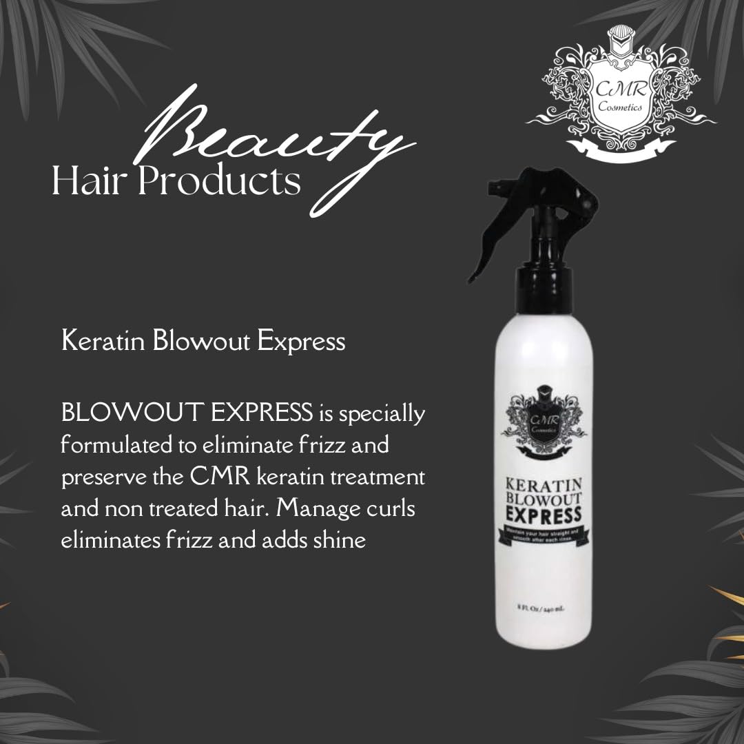 CMR COSMETICS Keratin Blowout Express Hair Smoother- CitrusScented Frizz Control & Shine for All Hair Types, Salon-Quality Straightening at Home, 8oz Beauty & Personal Care CMR Cosmetics