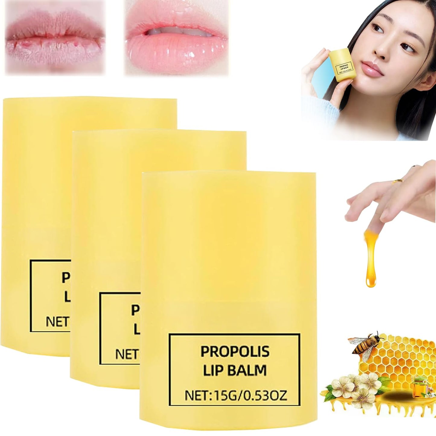 Honey Moisture Deep Nourishing Lip Balm, Honey Lip Balm, Moisture Lip Balm, Deep Nourishing Repair Soft Lips Daily Moisturizing Lip Balm, Honey Beauty and Personal Care LSQYLX