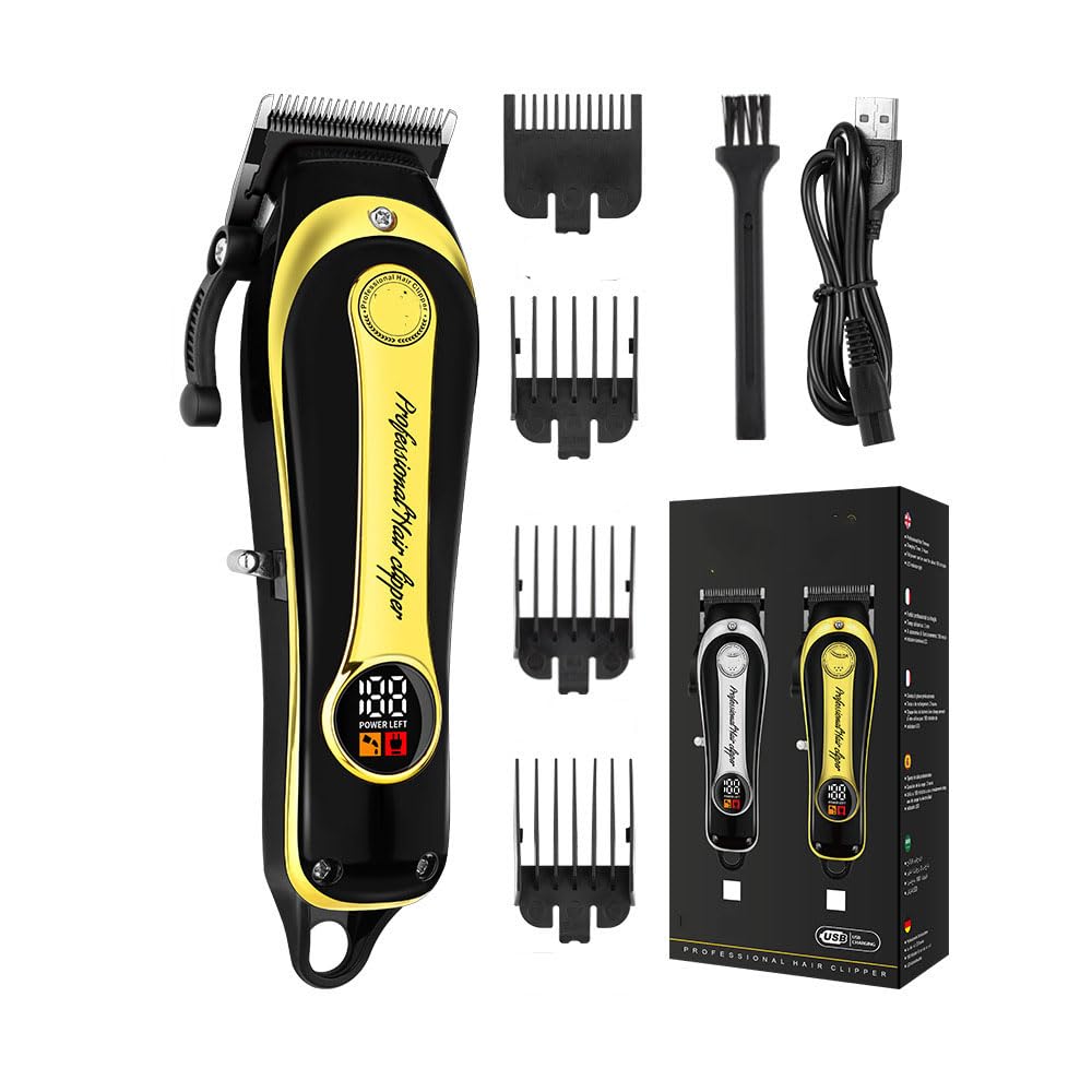 GLESVOWIO Men's Professional Cordless Hair Clippers for Men Women and Children USC Charging Beard Trimmer with Stainless Steel Blade 4 Guide Combs Beauty and Personal Care GLESVOWIO