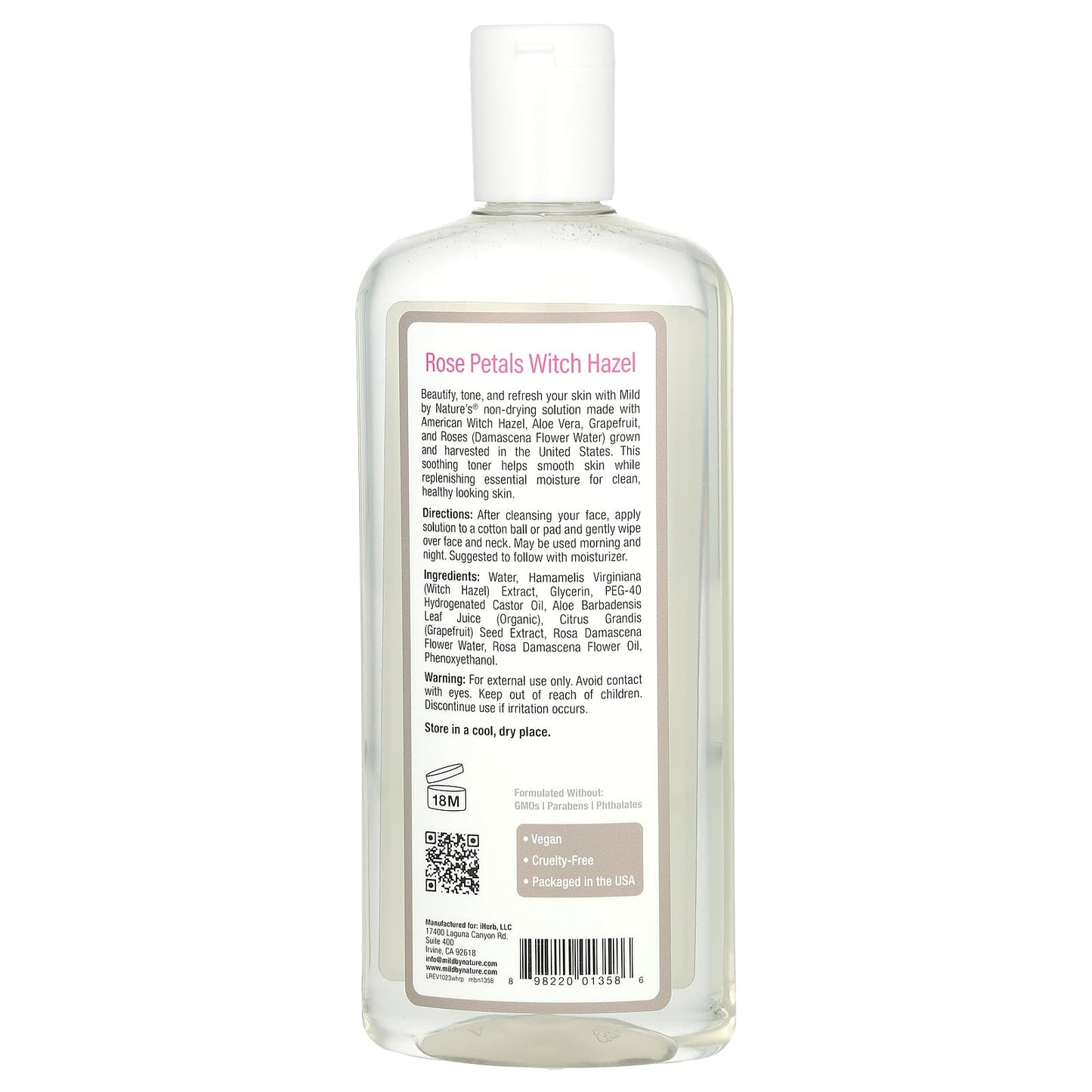 Witch Hazel, Rose Petals, Alcohol-Free, 12 fl oz (355 ml), Mild By Nature Beauty & Personal Care MILD BY NATURE