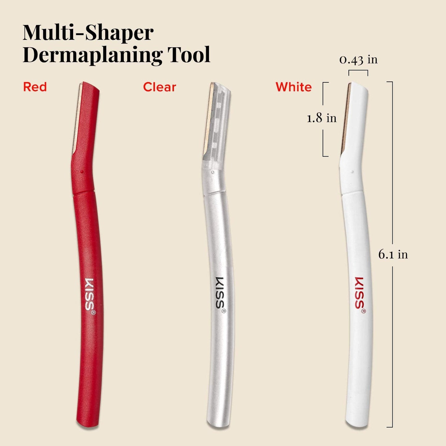 Kiss New York Eyebrow Razor Trimmer Facial Hair Shaper Remover, Multipurpose Exfoliating Dermaplaning Dermaplane Shaving Tools for Men & Women 3 Count Beauty and Personal Care Kiss