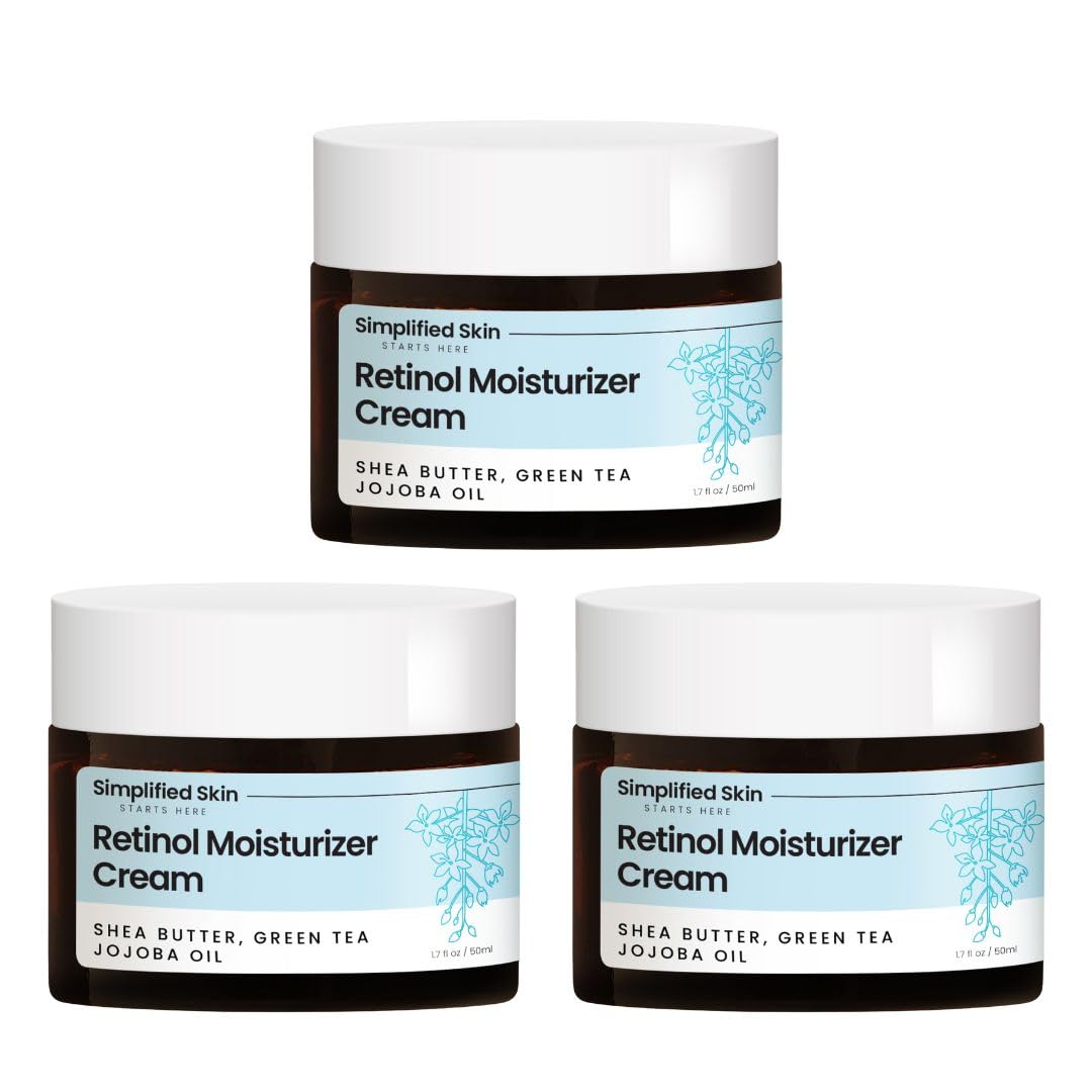 Retinol Cream for Face (3-Pack) - 2.5% Retinol Moisturizer for Fine Lines, Firming & Collagen Boost - Anti-Aging Night Wrinkle Cream with Hyaluronic Beauty & Personal Care Simplified Skin